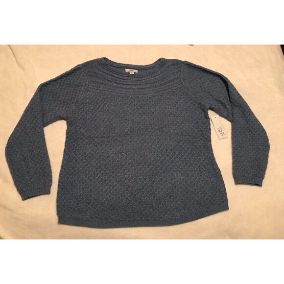 Croft & Barrow Soft Sweater Pull Over boat neck Style P2XL Long Sleeve Blue New - Picture 2 of 10
